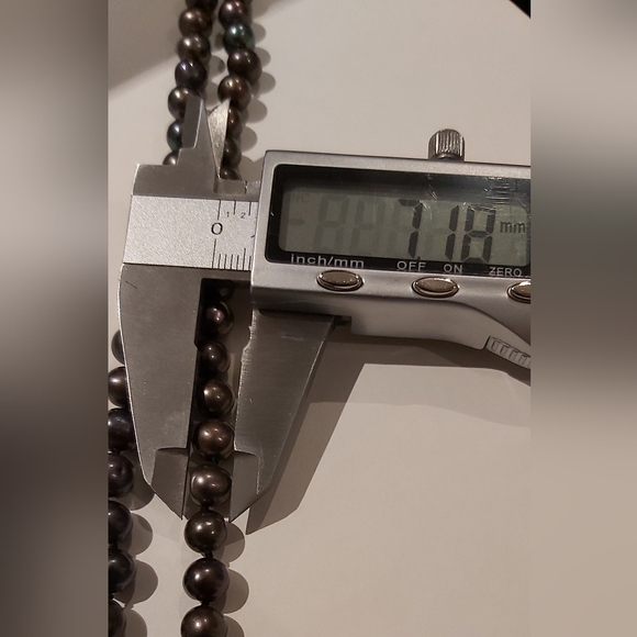 20" Genuine 7mm Round  Black Pearls NWOT - Picture 2 of 4